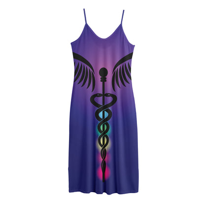 7 Chakras Caduceus Print Jersey Midi Cami Dress