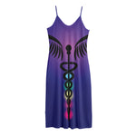 7 Chakras Caduceus Print Jersey Midi Cami Dress