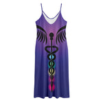 7 Chakras Caduceus Print Jersey Midi Cami Dress