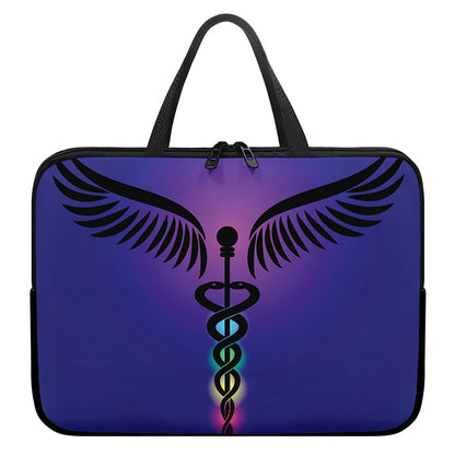 7 Chakras Caduceus Print Laptop Sleeve With Handle