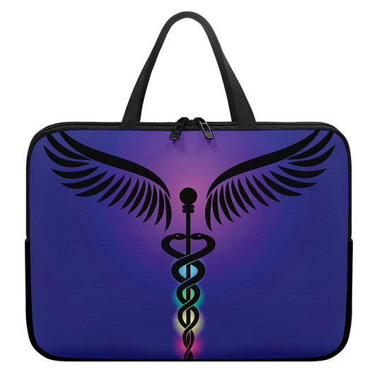 7 Chakras Caduceus Print Laptop Sleeve With Handle