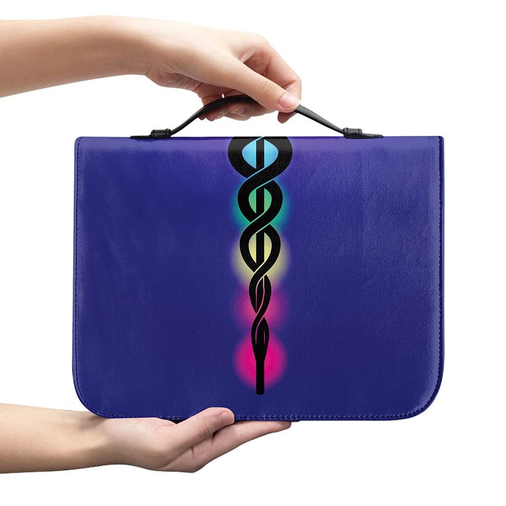 7 Chakras Caduceus Print Leather Bible Cover