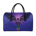 7 Chakras Caduceus Print Leather Duffel Bag
