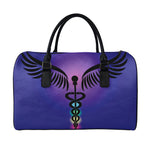 7 Chakras Caduceus Print Leather Duffle Bag