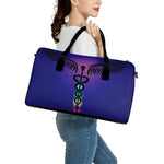 7 Chakras Caduceus Print Leather Duffle Bag