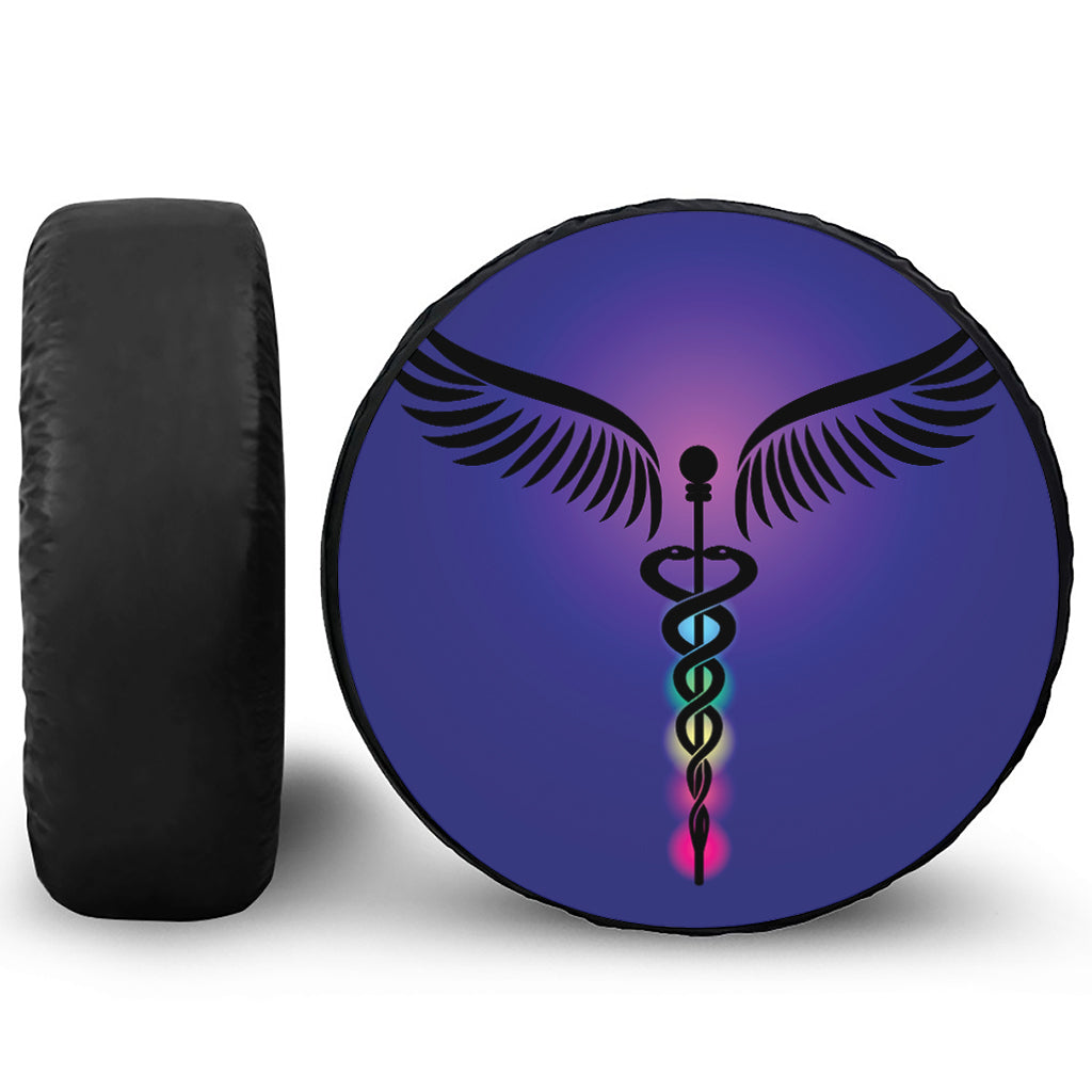 7 Chakras Caduceus Print Leather Spare Tire Cover
