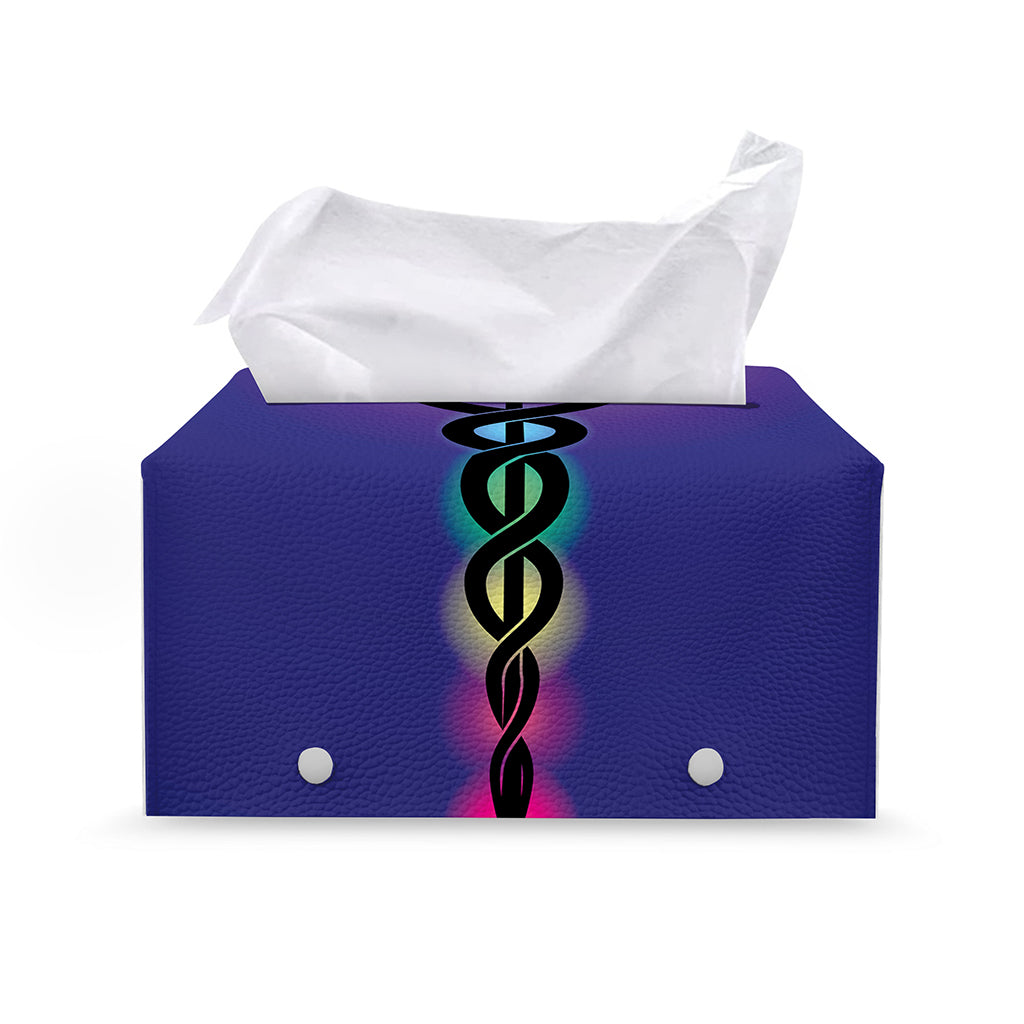 7 Chakras Caduceus Print Leather Tissue Box Cover