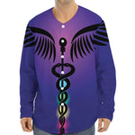 7 Chakras Caduceus Print Long Sleeve Baseball Jersey