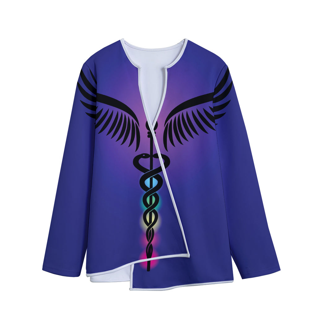 7 Chakras Caduceus Print Long Sleeve Short Coat