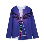 7 Chakras Caduceus Print Long Sleeve Short Coat