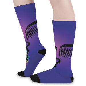 7 Chakras Caduceus Print Long Socks