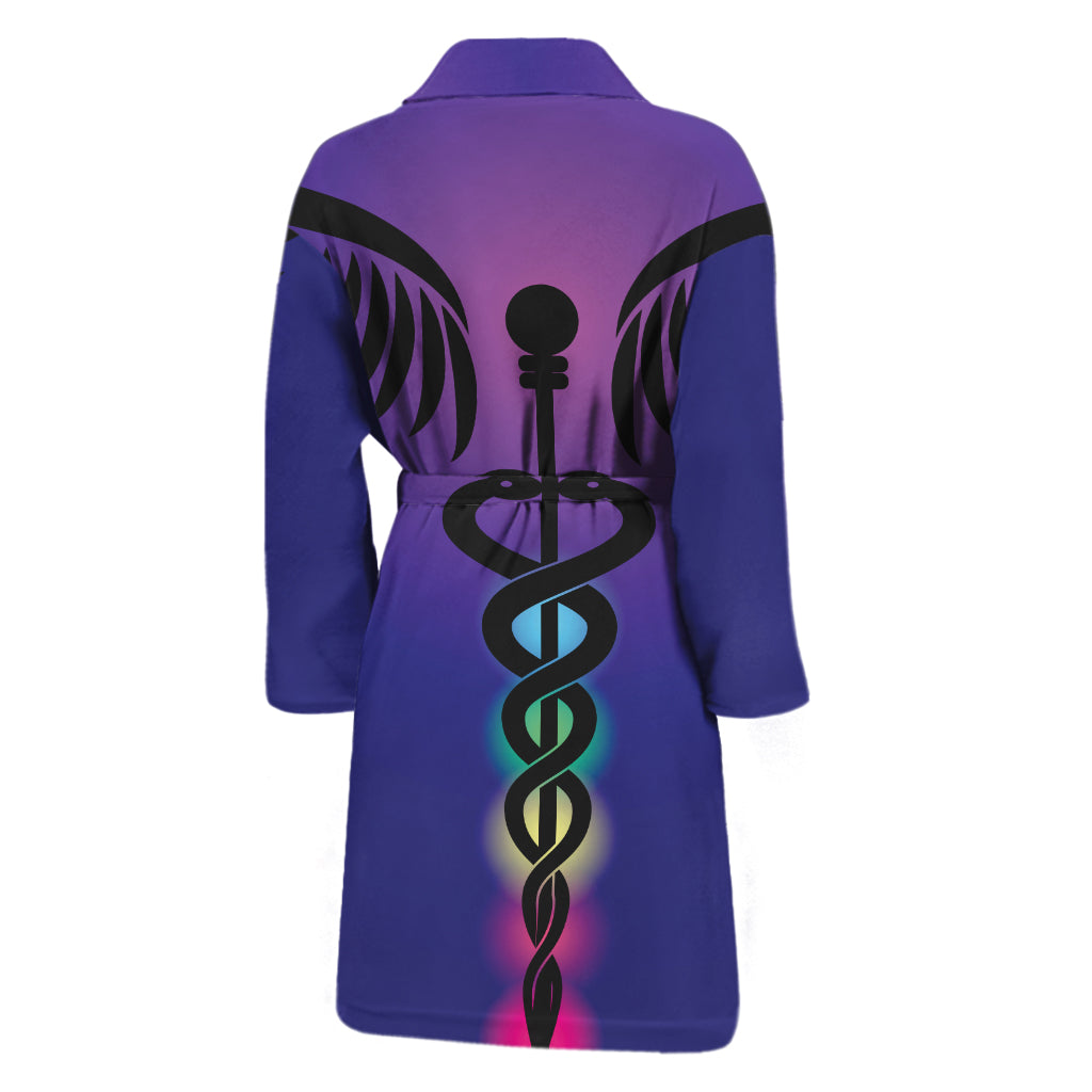 7 Chakras Caduceus Print Men's Bathrobe