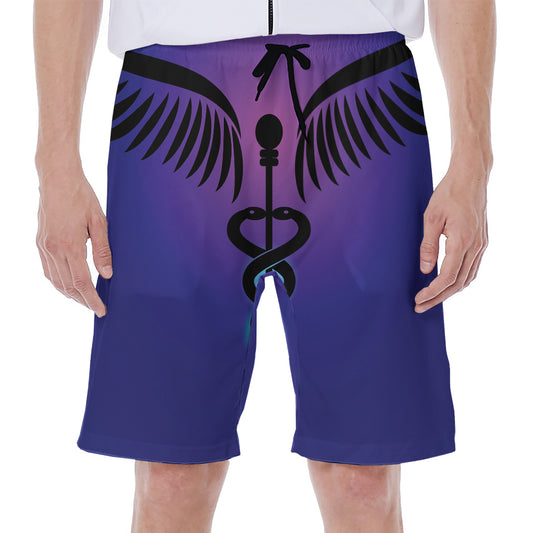 7 Chakras Caduceus Print Men's Beach Shorts