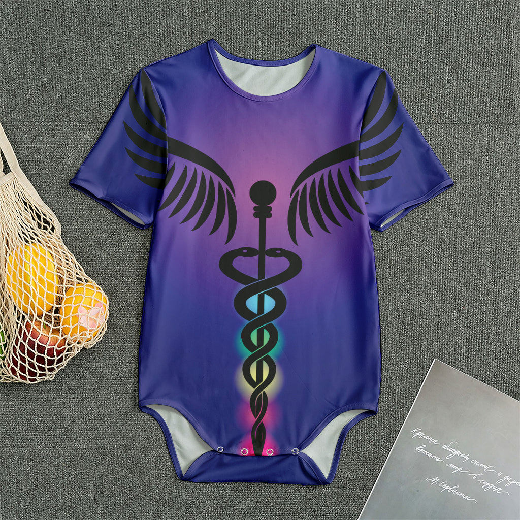 7 Chakras Caduceus Print Men's Bodysuit