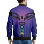7 Chakras Caduceus Print Men's Bomber Jacket