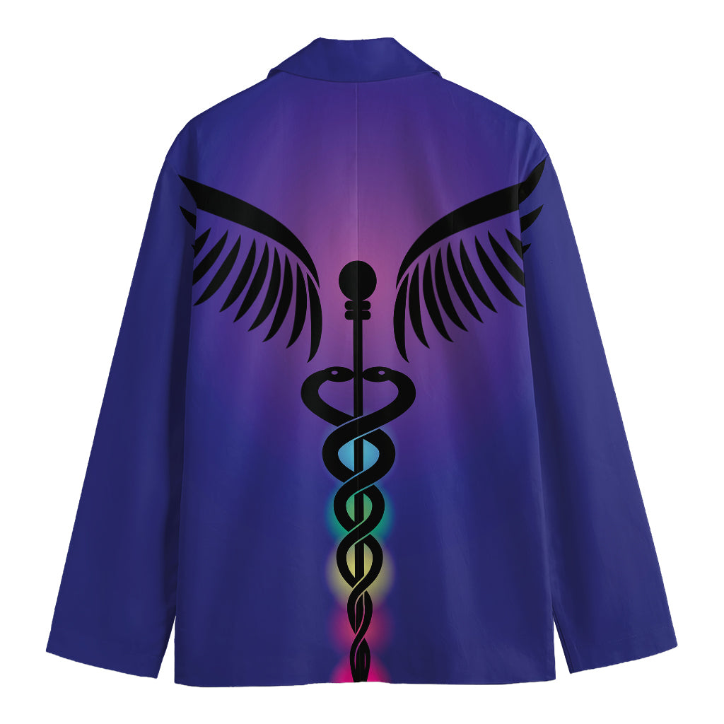 7 Chakras Caduceus Print Men's Cotton Blazer