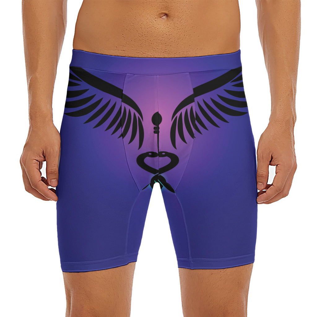 7 Chakras Caduceus Print Men's Long Boxer Briefs
