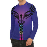 7 Chakras Caduceus Print Men's Long Sleeve Rash Guard