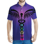 7 Chakras Caduceus Print Men's Polo Shirt