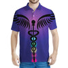 7 Chakras Caduceus Print Men's Polo Shirt