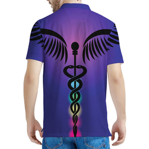 7 Chakras Caduceus Print Men's Polo Shirt