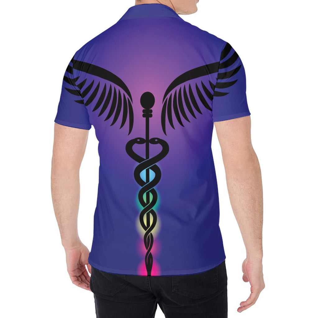 7 Chakras Caduceus Print Men's Shirt