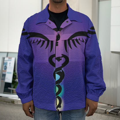 7 Chakras Caduceus Print Men's Shirt Jacket