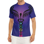 7 Chakras Caduceus Print Men's Short Sleeve Rash Guard
