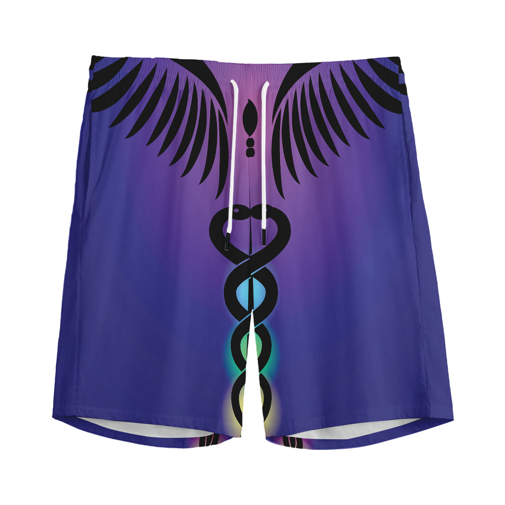 7 Chakras Caduceus Print Men's Sports Shorts