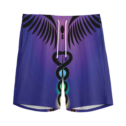 7 Chakras Caduceus Print Men's Sports Shorts