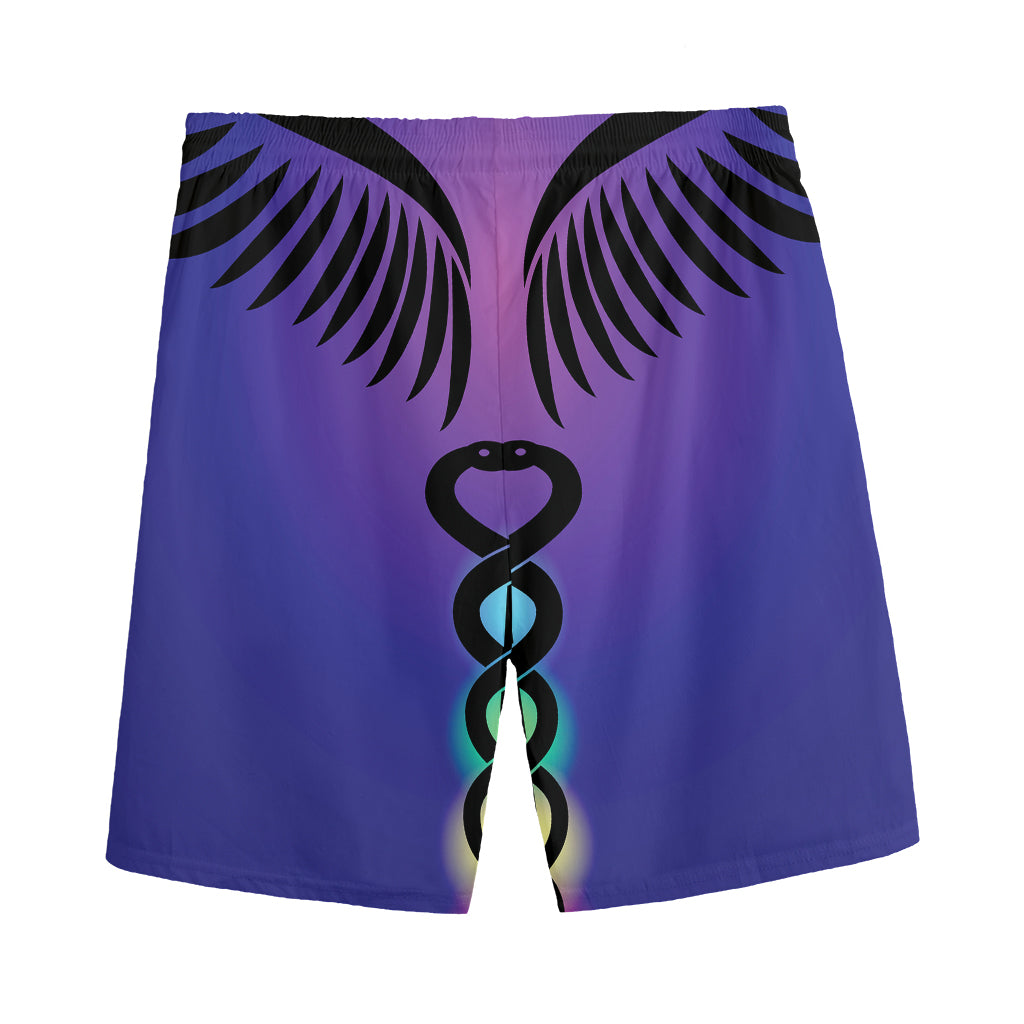 7 Chakras Caduceus Print Men's Sports Shorts