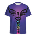 7 Chakras Caduceus Print Men's Athletic T-Shirt