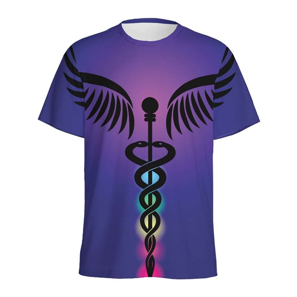 7 Chakras Caduceus Print Men's Sports T-Shirt