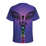 7 Chakras Caduceus Print Men's Sports T-Shirt