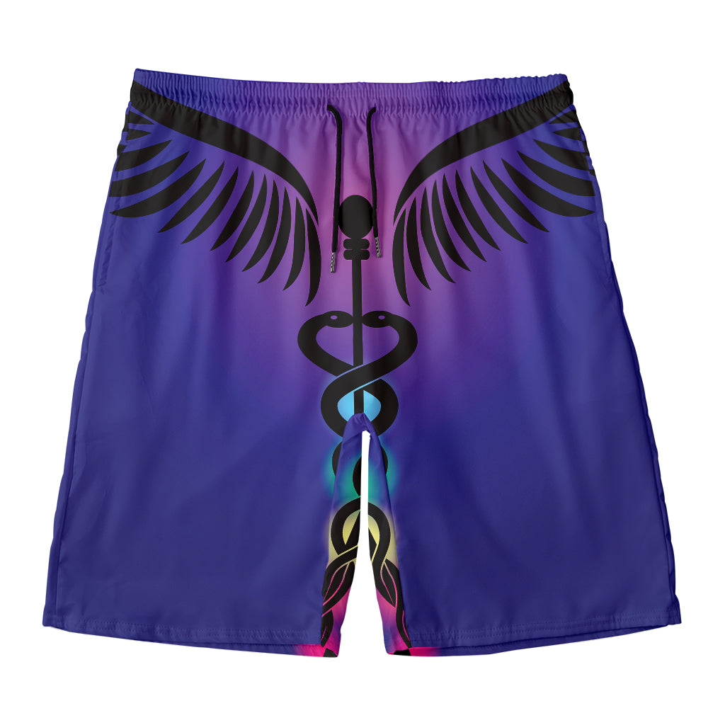 7 Chakras Caduceus Print Men's Swim Trunks