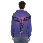 7 Chakras Caduceus Print Men's Velvet Pullover Hoodie