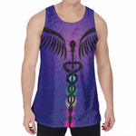 7 Chakras Caduceus Print Men's Velvet Tank Top