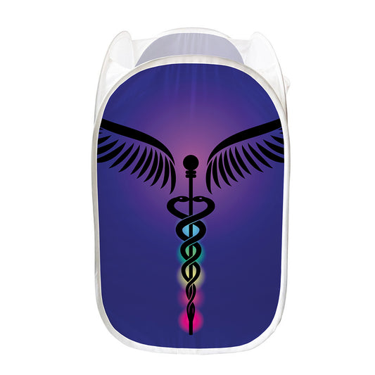 7 Chakras Caduceus Print Mesh Laundry Hamper