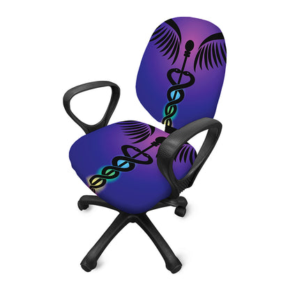 7 Chakras Caduceus Print Office Chair Cover