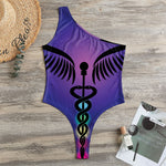 7 Chakras Caduceus Print One Shoulder Bodysuit