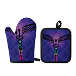 7 Chakras Caduceus Print Oven Mitt And Pot Holder Set