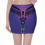 7 Chakras Caduceus Print Pencil Mini Skirt
