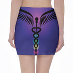 7 Chakras Caduceus Print Pencil Mini Skirt