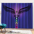 7 Chakras Caduceus Print Pencil Pleat Curtains