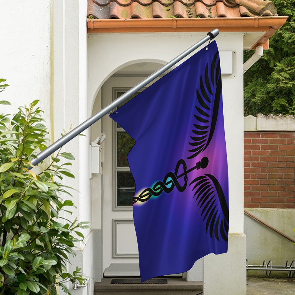 7 Chakras Caduceus Print Polyester Flag