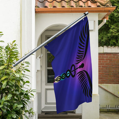 7 Chakras Caduceus Print Polyester Flag