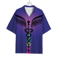 7 Chakras Caduceus Print Rayon Hawaiian Shirt