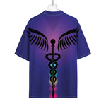 7 Chakras Caduceus Print Rayon Hawaiian Shirt