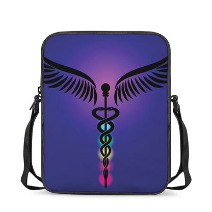 7 Chakras Caduceus Print Rectangular Crossbody Bag