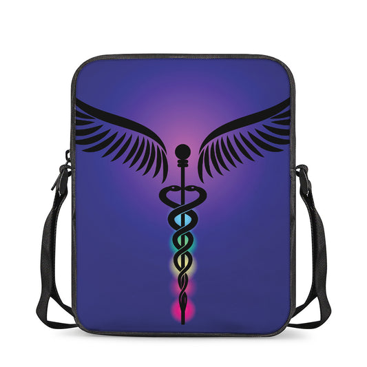 7 Chakras Caduceus Print Rectangular Crossbody Bag